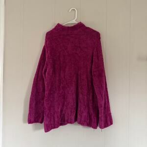 Basic editions vintage fuzzy cozy purple mockneck sweater plus size womens 1x